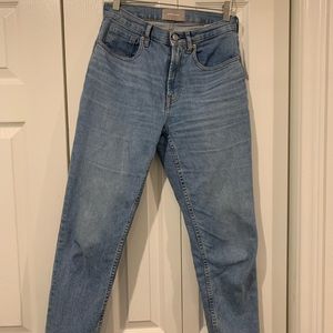 Everlane high rise straight jeans; sky wash; 26